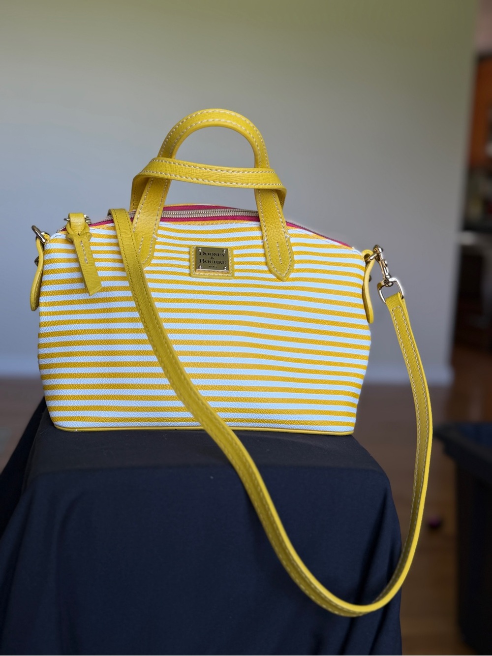 Dooney & Bourke Yellow Striped Satchel Bag